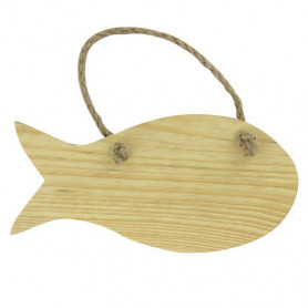 Plaque de porte Poisson en bois 15x7 cm– Artemio