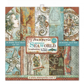 Set de papier 30x30 Mechanical Sea World 10 feuilles - Stamperia
