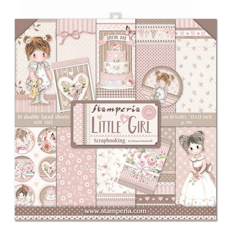 Papier Scrapbooking Stamperia Little Girl - 10 Feuilles 30x30cm Double Face