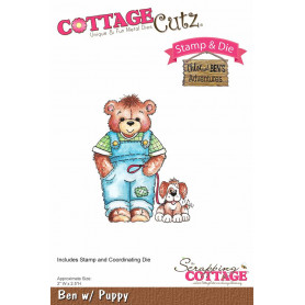 Set die et tampon Ben with Puppy - Scrapping Cottage Clear Stamp & Die Set