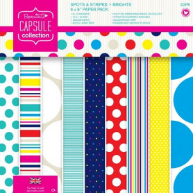 Set de papier 15x15 Spots & Stripes Brights (32f) – Capsule Docrafts Papermania