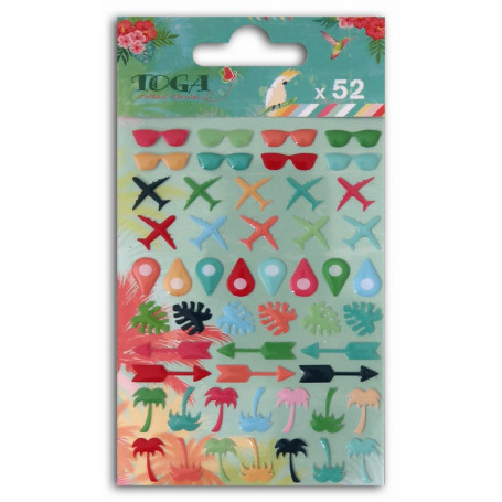 Embellissements epoxy 52 pc Tropical Paradise - Toga