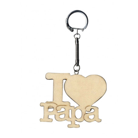 Porte-clés I Love Papa en bois - Artemio