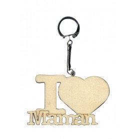 Porte-clés I Love Maman en bois - Artemio