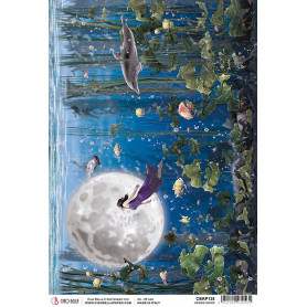 Papier de riz A4 Upside Down - 1 feuille - Moon & Me - Ciao Bella Papercrafting