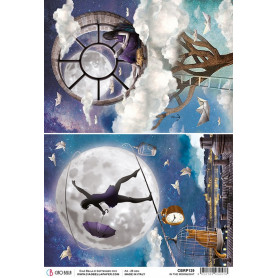 Papier de riz A4 In the Moonlight - 1 feuille - Moon & Me - Ciao Bella Papercrafting