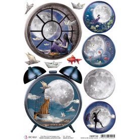 Papier de riz A4 Alarm Clock - 1 feuille - Moon & Me - Ciao Bella Papercrafting
