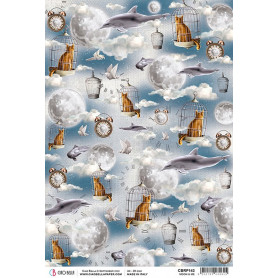 Papier de riz A4 Moon & Me - 1 feuille - Moon & Me - Ciao Bella Papercrafting