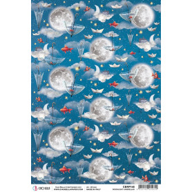 Papier de riz A4 Moonlight Umbrellas - 1 feuille - Moon & Me - Ciao Bella Papercrafting