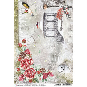 Papier de riz A4 Frozen Garden - 1 feuille - Frozen Roses - Ciao Bella Papercrafting