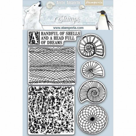 Tampons Cling Shells 7 pc - Arctic Antarctic - Stamperia