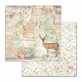 Papier 30x30 Deer 1f - Pink Christmas - Stamperia