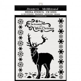 Pochoir White Christmas Deer 20x25cm - Stamperia Thick Stencil