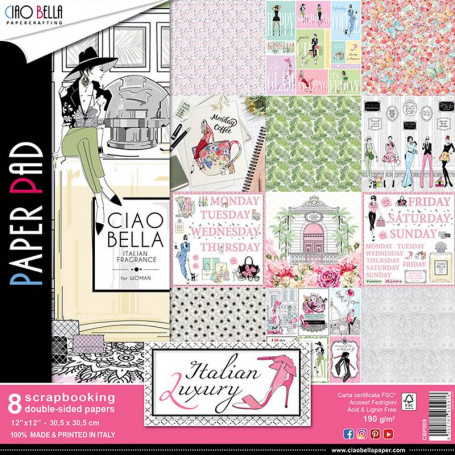 Set de papier 30x30 Italian Luxury 8 feuilles - Ciao Bella Papercrafting