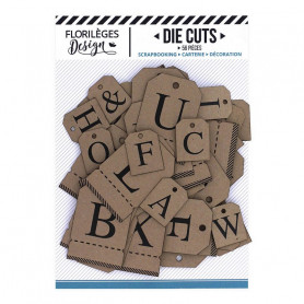 Die-cuts Etiquettes Alphabet Kraft 56pc - Florilèges Design