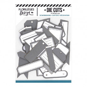 Die-cuts Etiquettes n° 10 Gris Orage 50pc - Florilèges Design