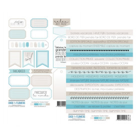 Planches d'étiquettes et de mots à découper de la collection couleur océan