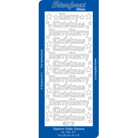 Autocollant Merry Christmas Transparent Glitter Doré Starform 371