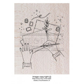Tampon bois Ecrire une lettre - Esprit Cottage - Chou and Flowers