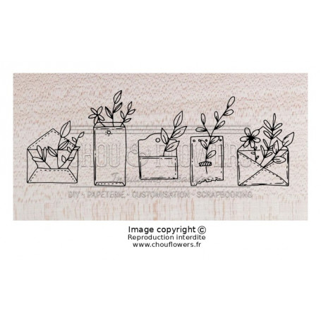 Tampon bois Enveloppes fleuries - Esprit Cottage - Chou and Flowers