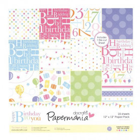 Set de papier 30x30cm Happy Birthday to You 25f - Docrafts Papermania