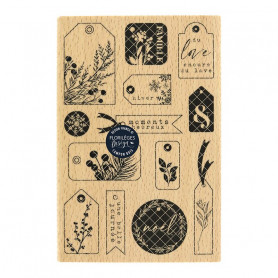 Tampon bois Etiquettes Hivernales - Florilèges Design