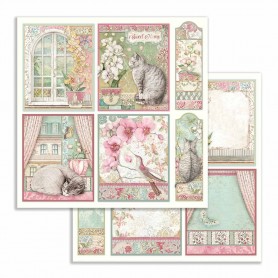 Papier 30x30 Orchid Cards 1f - Orchids and Cats - Stamperia