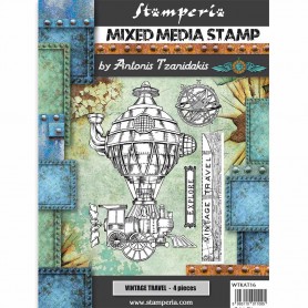 Mixed Media Stamp Vintage Travel 4pc - Sir Vagabond - Stamperia