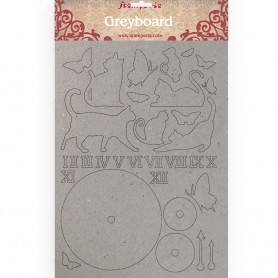 Greyboard A4 Cats and Clock - Orchids and Cats - Stamperia