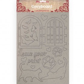 Greyboard A4 Leave your Print - Orchids and Cats - Stamperia