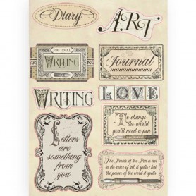 Colored Wooden frame A5 Labels - Calligraphy - Stamperia