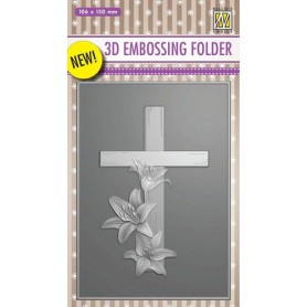 Classeur de gaufrage 10,6x15cm Croix avec Lys - Nellie's Choice Embossing folder