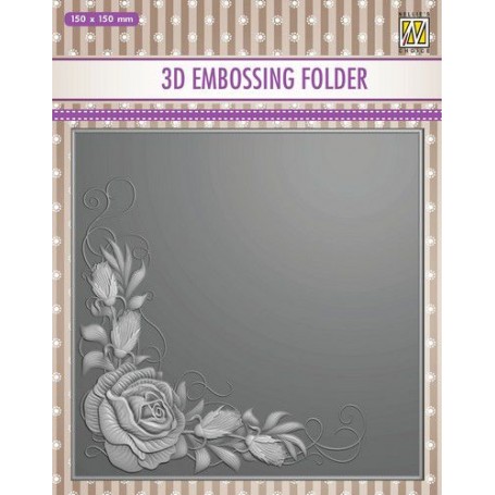 Classeur de gaufrage 3D 15x15cm Rose Corner - Nellie's Choice Embossing folder