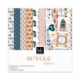 Set de papier 30x30 SO'Falk 5 feuilles et étiquettes - Sokai