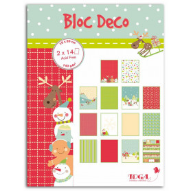 Set de papier Bloc Déco Boules de neige et pains d'épices 15x20cm 28f - Toga