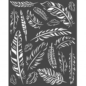 Pochoir Feathers 20x25cm - Stamperia Thick Stencil Amazonia
