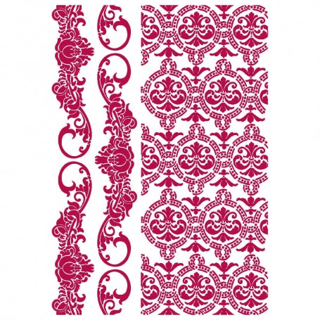 Pochoir Border and Texture 21x30cm - Stamperia Thick Stencil Romantic Journal
