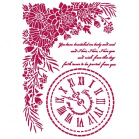 Pochoir Clock 21x30cm - Stamperia Thick Stencil Romantic Journal