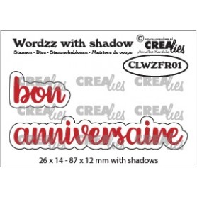 Dies Wordzz with shadow no 1 Bon anniversaire - Crealies