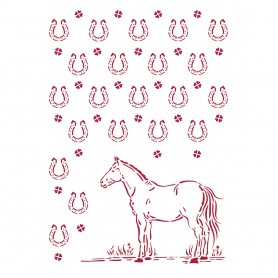 Pochoir Horseshoes pattern 21x30cm - Stamperia Thick Stencil Romantic Horses