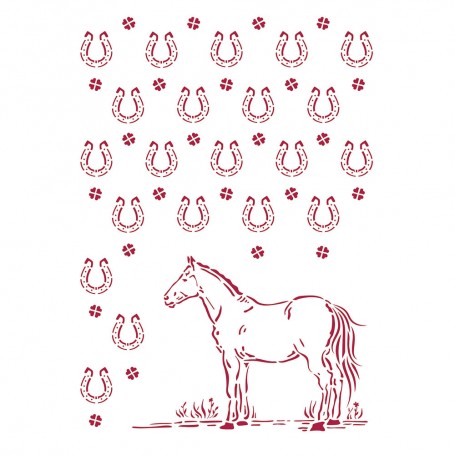 Pochoir Horseshoes pattern 21x30cm - Stamperia Thick Stencil Romantic Horses