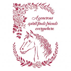 Pochoir Horse with Flowers 21x30cm - Stamperia Thick Stencil Romantic Horses