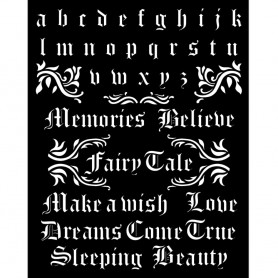Pochoir Alphabet & Quotes 20x25cm - Sleeping Beauty - Stamperia Thick Stencil