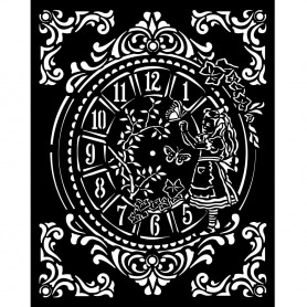 Pochoir Alice Clock 20x25cm - Alice Through the Looking Glass- Stamperia Thick Stencil