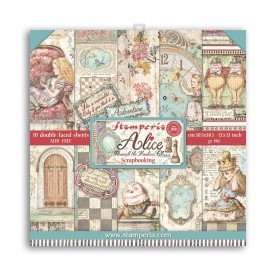 Set de papier 30x30 Alice Through the Looking Glass 10 feuilles - Stamperia