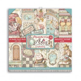 Set de papier 15x15 Alice Through the Looking Glass 10 feuilles - Stamperia
