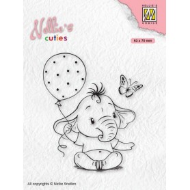 Tampon Baby Elephant with balloon - Cuties - Nellie Snellen Clear Stamp