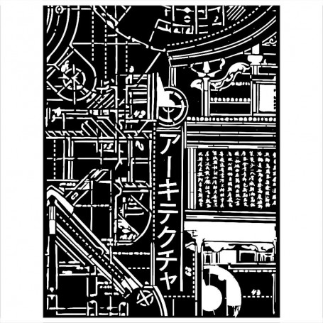Pochoir Texture Mechanism 15x20cm - Sir Vagabond in Japan - Stamperia Thick Stencil