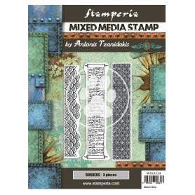 Mixed Media Stamps Borders 3pc - Sir Vagabond in Japan - Stamperia