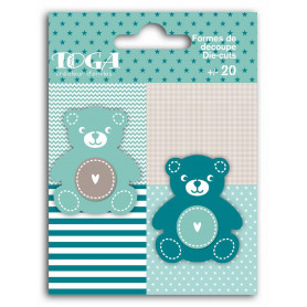 Die-cuts 20 formes découpées Nounours Bleu et Taupe - Toga